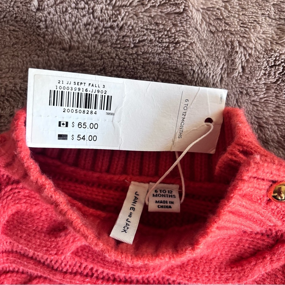 Janie and Jack  Cable Knit Turtleneck 
Girl size 6/12 Months - Picture 6 of 9